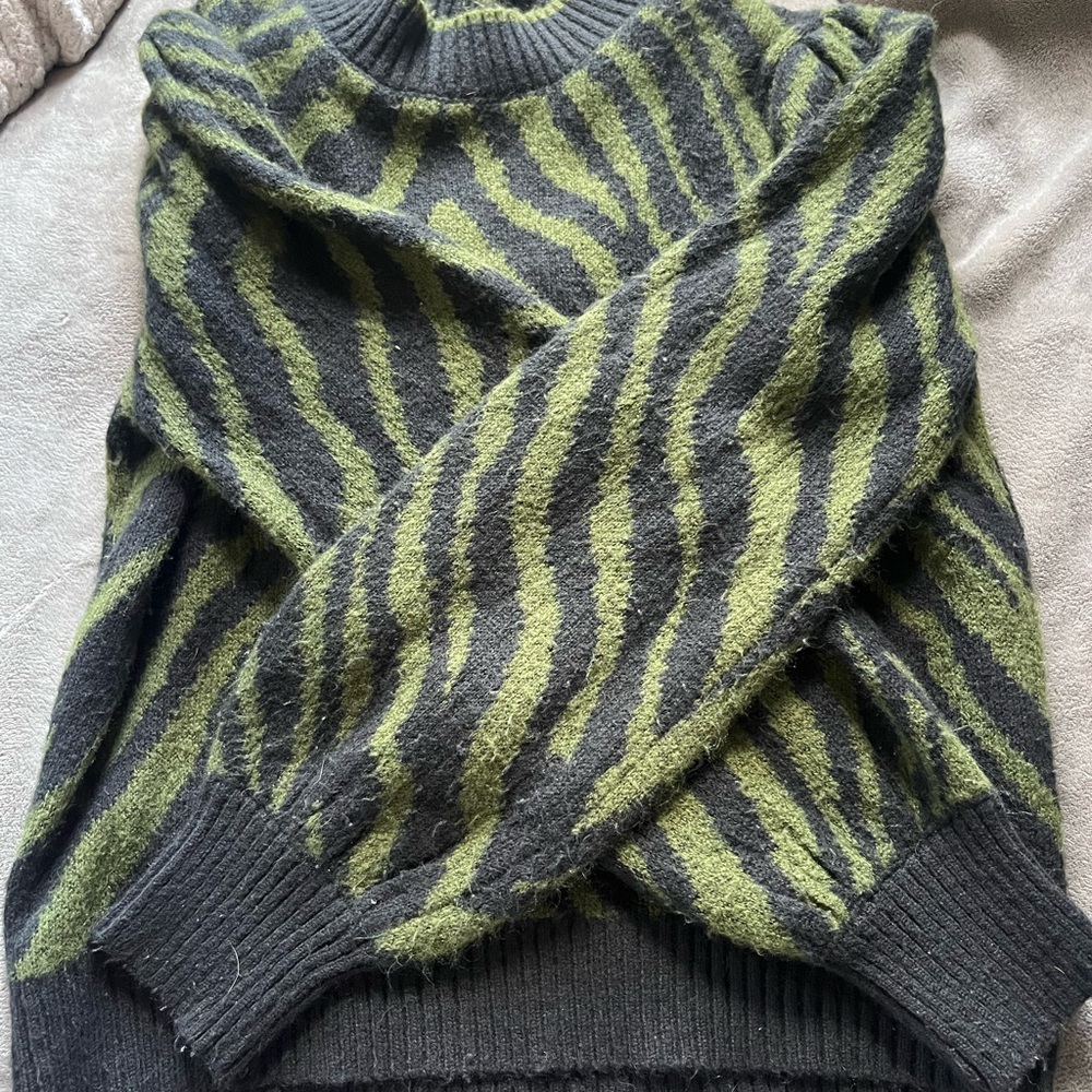Green and Black Zebra Print Sweater